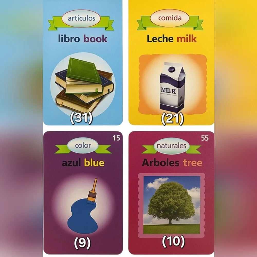 Spanish & English Talking Flash Cards for toddlers with sound, Educational Toy